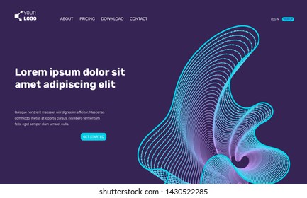 Wavy vector landing page. Abstract futuristic dark illustration. Design template can be used for web sites or mobile applications.