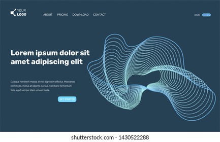 Wavy vector landing page. Abstract futuristic dark illustration. Design template can be used for web sites or mobile applications.