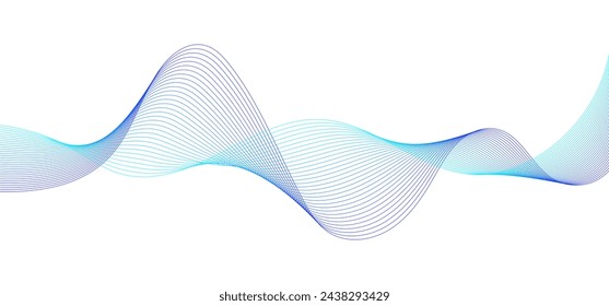 Wavy vector line abstract, business curve lines, graphic element isolated on white background vector illustration	