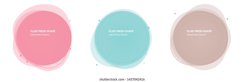Wavy Vector Shape Abstract Background Design Element for Banner, Sticker. Round Design Graphic Elements with Wavy Fresh Organic Circular Shape in Mauvelous, Morning Glory, Clam Shell Colors