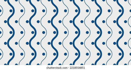 Wavy vertical stripes with dots. Pattern of wavy stripes. Print and seamless surfaces.