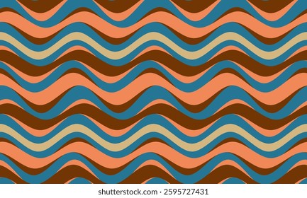wavy vibrant stripes abstract background pattern. This is a vintage retro seamless repeat stripe vector illustration. Design for web, website, wallpaper, background, media, texture,