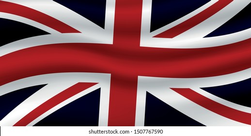 Wavy vintage flag of United Kingdom.