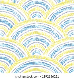 Wavy vintage pattern. Grunge texture, ethnic and tribal motifs. Print in the style of doodle. Vector illustration.