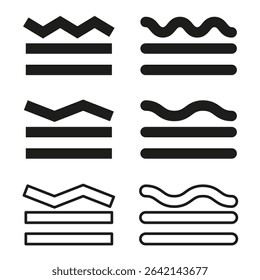 Wavy water icon. Liquid surface symbol. Watermark texture sign. Vector black element.