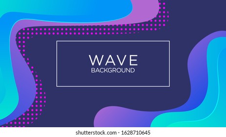 Wavy, Wave, Fluid, Liquid. Blue, Cyan, Purple, Violet. Background, Wallpaper, Backdrop Template Mockup. Design Graphic Vector EPS10