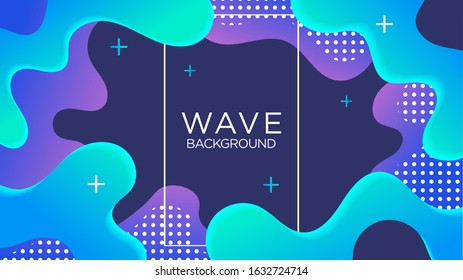 Wavy, Wave, Fluid, Liquid Shape. Blue, Cyan, Purple, Violet Color. Background, Wallpaper, Cover Template. Design Graphic Vector EPS10