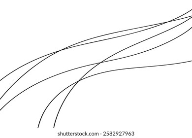 Wavy wave lines, modern abstract minimalistic background hand-drawn, line drawing, vector. Elegant graphic black curves. An element for design, decoration, background with a place for text