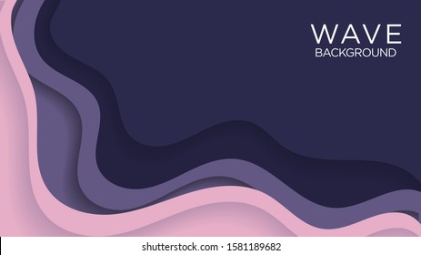 Wavy, Wave, Liquid, Fluid, Paper cut Background Purple With Blank Space Text