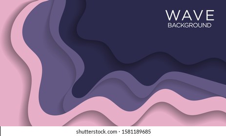 Wavy, Wave, Liquid, Fluid, Paper cut Background Purple With Blank Space Text