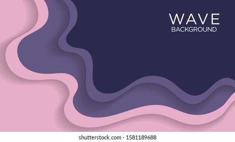 Wavy, Wave, Liquid, Fluid, Paper cut Background Purple With Blank Space Text