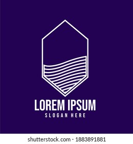 wavy waves, blue background, logo simple, lorem ipsum, absract emblem, design concept, eps file