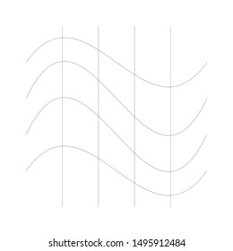 Wavy, waving grid, mesh of thin lines. Squeeze, stretch distort effect. Camber, crook deformation illustration. Distort array of intersect lines. Undulate, billowy warp effect