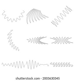 Wavy, waving lines abstract design element. Sinious, billowy, undulate, flickering  lines