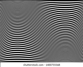 Wavy, waving lines horizontal background / pattern. Stripes with deformation, distortion