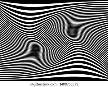 Wavy, waving lines horizontal background / pattern. Stripes with deformation, distortion