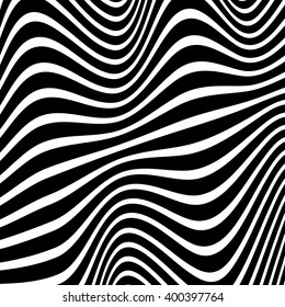 Líneas onduladas y onduladas. Líneas, bandas con efecto de distorsión - Fondo monocromo abstracto, patrón