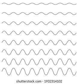 Wavy, waving lines vector design element. Stripes with wave, billowy, undulate distortion effect