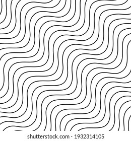 Wavy, waving lines vector design element. Stripes with wave, billowy, undulate distortion effect