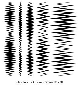 Wavy, winkend, Linien. Zig-zag, knusprige, kreuzförmige Vektorgrafik. Unduldige, billige Verzerrungslinien. Wellenlinien