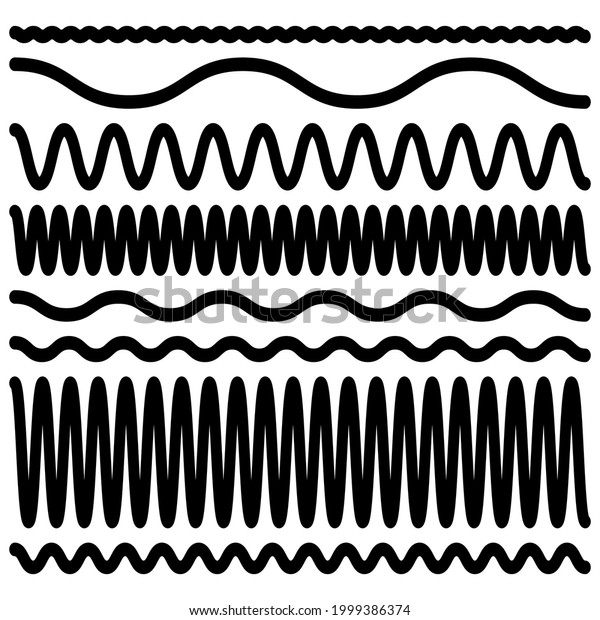 Wavy, waving, lines.\
Zig-zag, criss-cross lines vector illustration. Undulate, billowy\
effect lines