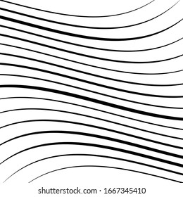 Wavy, waving parallel lines pattern. Ripple, twisted, squish distortion effect on stripes. Crinkled, frizzy, bent effect lines