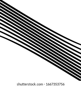 Wavy, waving parallel lines pattern. Ripple, twisted, squish distortion effect on stripes. Crinkled, frizzy, bent effect lines