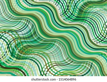 Wavy, waving texture, pattern. Grid, mesh of lines, stripes with billowy, undulating (zigzag) distortion. Abstract geometric background