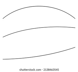 Wavy, waving, wave lines shape set of 3. Curvy, billowy, undulate lines