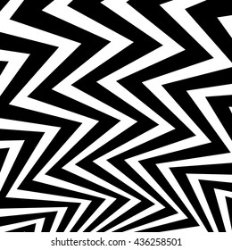 Wavy, waving - zigzag radial lines. Abstract monochrome background. Vector illustration