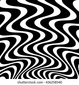 Wavy, waving - zigzag radial lines. Abstract monochrome background. Vector illustration