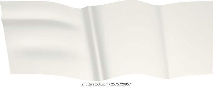 Wavy white adhesive tape with folds and wrinkles creating a textured, transparent effect against a clean white backdrop, ideal for design projects needing a realistic sticky tape representation