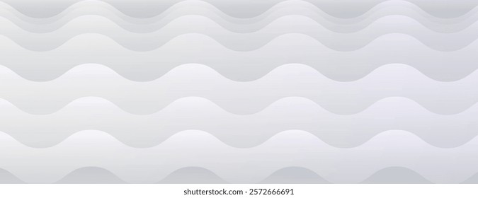 A wavy white background with a smooth texture. The background features white waves creating a subtle, flowing pattern. Minimal abstract gradient curve vector background