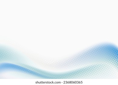 Wavy white blue abstract background with halftone effect.