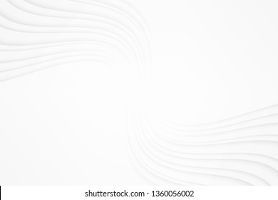 Wavy white gradient stripes line background with copy space. Abstract white and grey line cover or banner, Monochrome modern vector backdrop.
