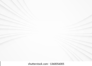 Wavy white gradient stripes line background with copy space. Abstract white and grey line cover or banner, Monochrome modern vector backdrop.
