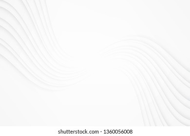 Wavy white gradient stripes line background with copy space. Abstract white and grey line cover or banner, Monochrome modern vector backdrop.
