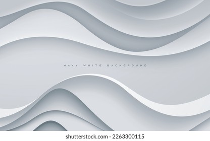 Fondo abstracto de capas superpuestas de color blanco ondulado