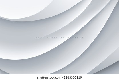 Fondo abstracto de capas superpuestas de color blanco ondulado