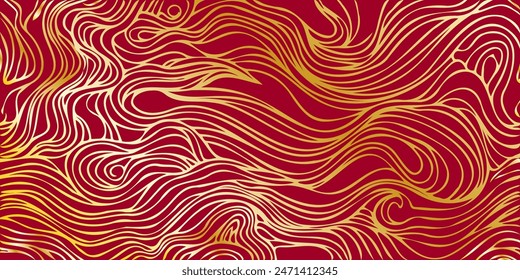 wavy wooden gradient line pattern on red background . 
