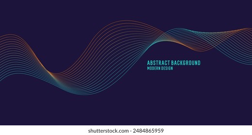 Wellige, verwinkelte Linien auf dunklem Hintergrund. Abstrakter Hintergrund mit amorphen Formen. Eine Vorlage zum Platzieren von Text und Informationen. Schönes, stilvolles Design.