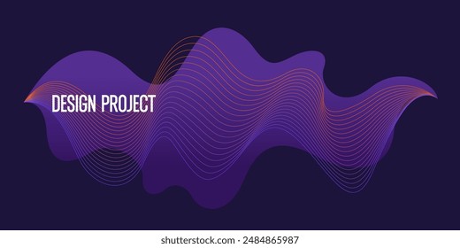 Líneas onduladas y onduladas sobre un fondo oscuro. Fondo Abstractas con Formas amorfas. Una Plantilla para colocar texto e información. Hermoso diseño elegante.