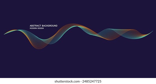 Wavy, wriggling lines on a dark background. Abstract background with amorphous shapes. A template for placing text and information. Beautiful stylish design.