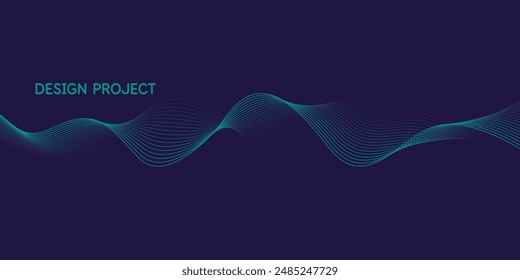 Wavy, wriggling lines on a dark background. Abstract background with amorphous shapes. A template for placing text and information. Beautiful stylish design.