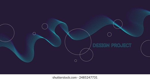 Líneas onduladas y onduladas sobre un fondo oscuro. Fondo Abstractas con Formas amorfas. Una Plantilla para colocar texto e información. Hermoso diseño elegante.