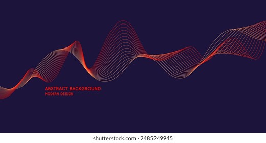 Wavy, wriggling lines on a dark background. Abstract background with amorphous shapes. A template for placing text and information. Beautiful stylish design.