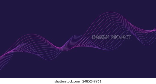 Líneas onduladas y onduladas sobre un fondo oscuro. Fondo Abstractas con Formas amorfas. Una Plantilla para colocar texto e información. Hermoso diseño elegante.