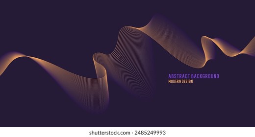 Wavy, wriggling lines on a dark background. Abstract background with amorphous shapes. A template for placing text and information. Beautiful stylish design.