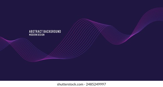 Wavy, wriggling lines on a dark background. Abstract background with amorphous shapes. A template for placing text and information. Beautiful stylish design.