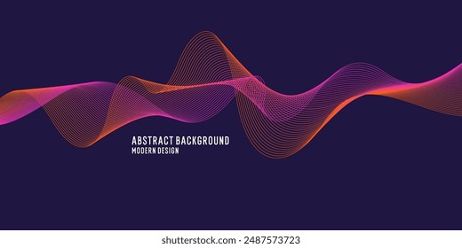 Wavy, wriggling lines on a dark background. Abstract background with amorphous shapes. A template for placing text and information. Beautiful stylish design.